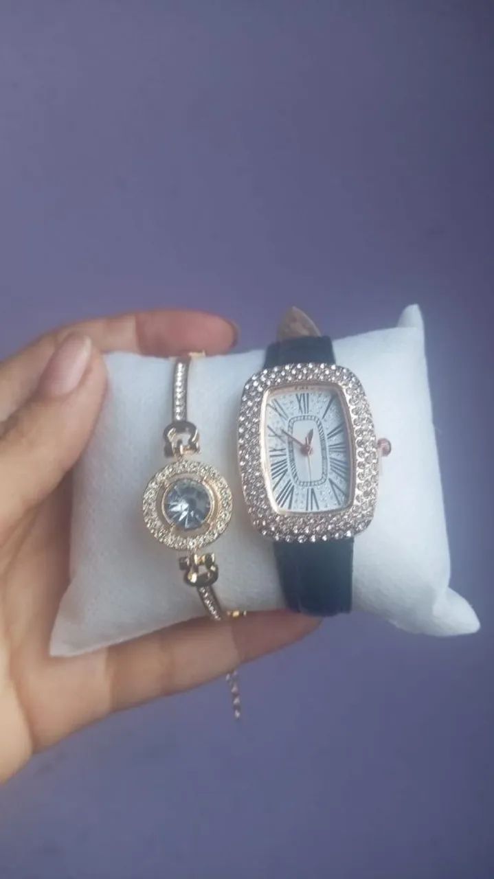 Lindo kit relógio e pulseira aprova d'água 
