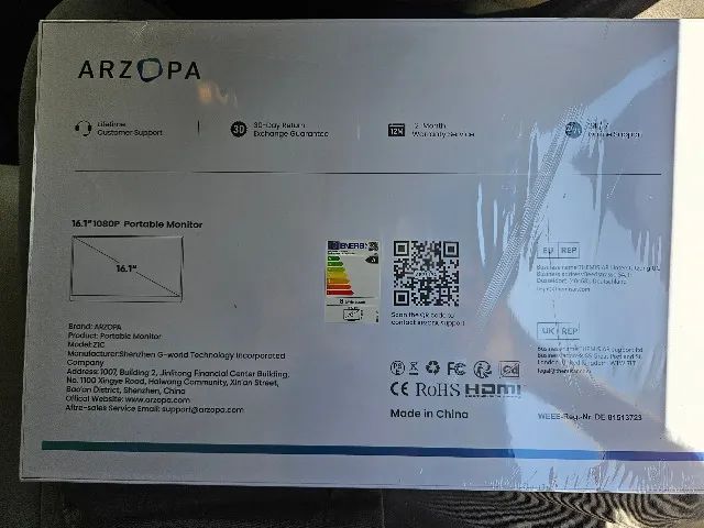 Monitor Portátil Arzopa 16.1 Polegadas (Novo) - Foto 2