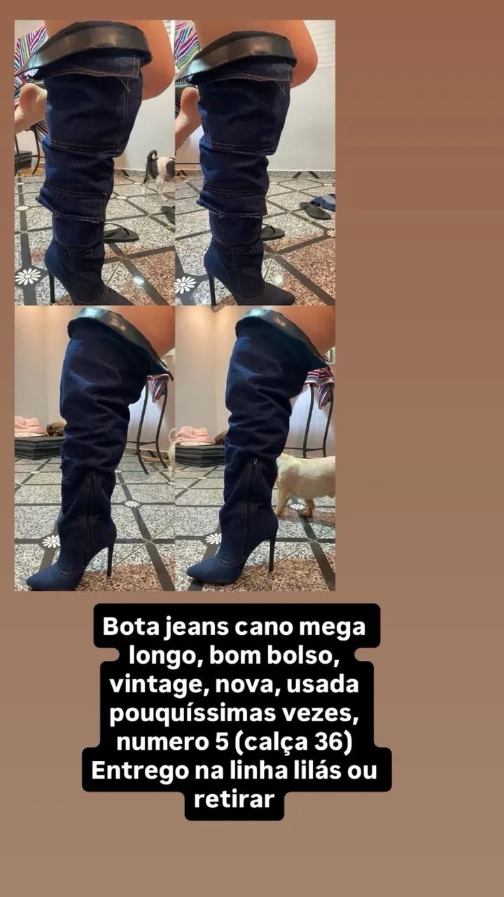 Bota Jeans cano longo