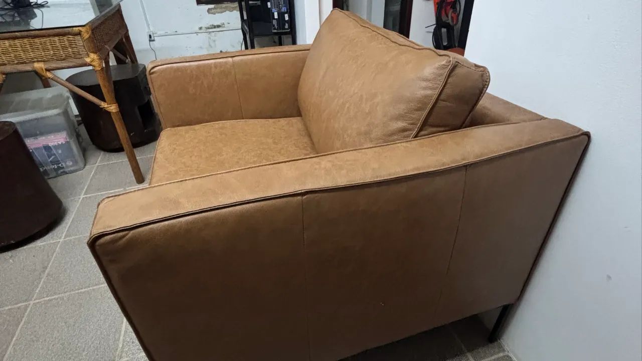 Poltrona em Couro Ettore Caramelo - Foto 2