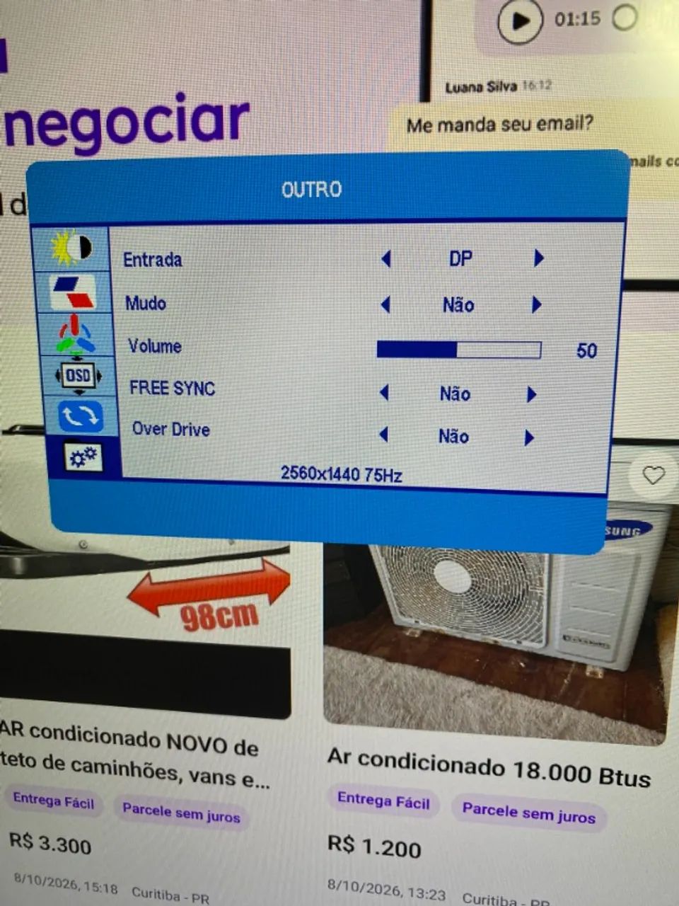 Monitor QHD 2K IPS 27 POLEGADAS EM ÓTIMO ESTADO COM NOTA FISCAL - Foto 4
