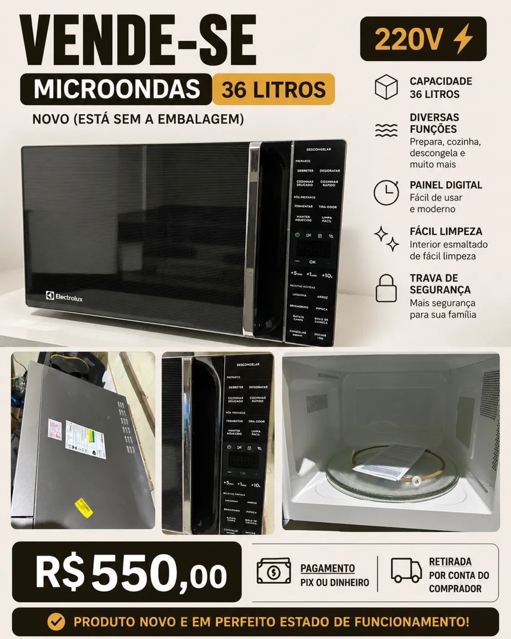 Microondas 220 v 3L