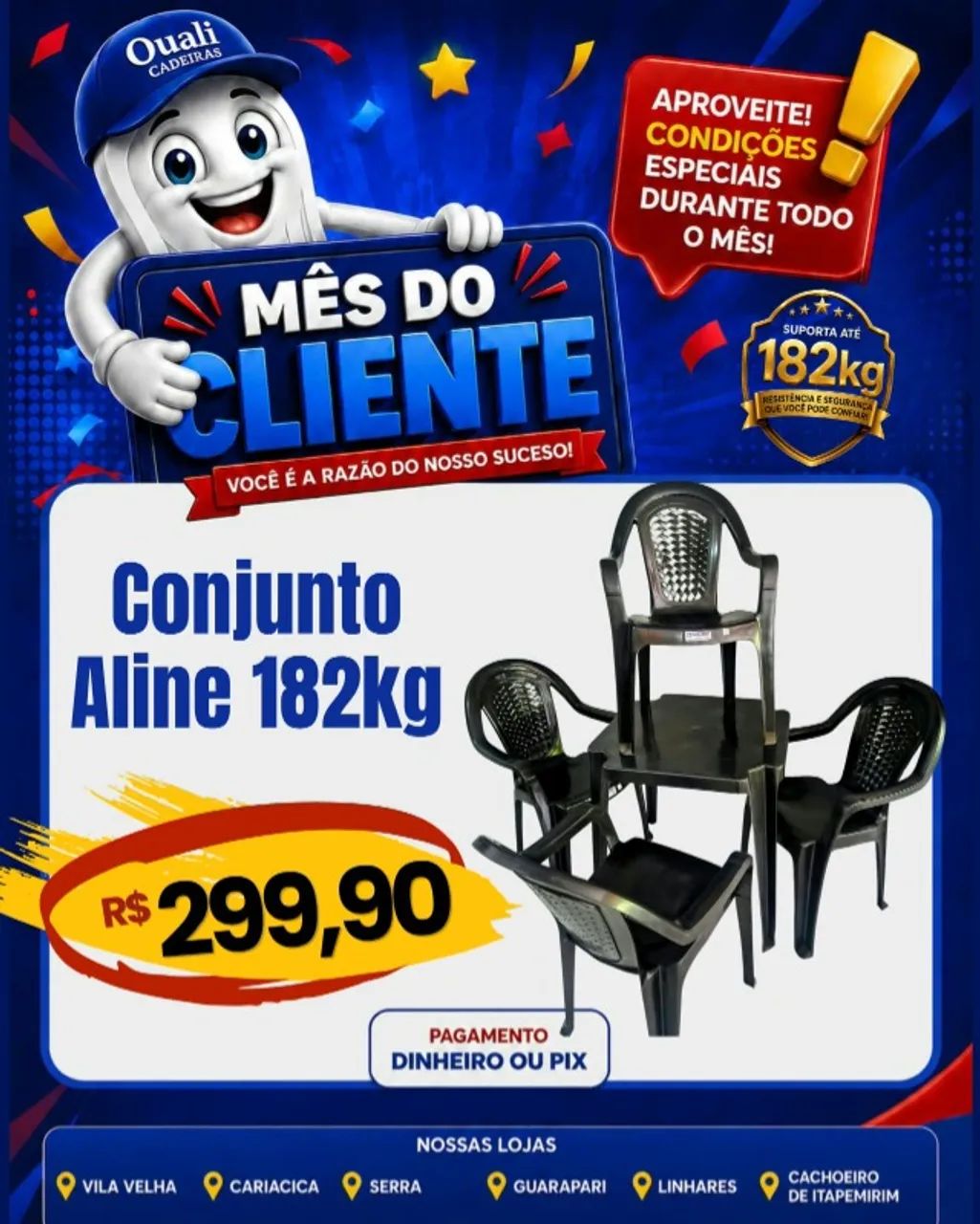 CONJUNTO DE MESA PLÁSTICA C/ 4 POLTRONAS ALINE