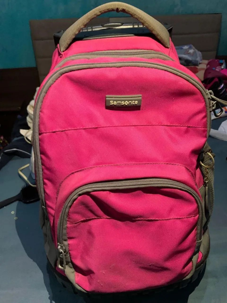 Mochila samsonite rosa de carrinho e costas