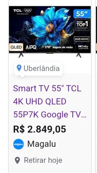 Smart tv 55"  tcl 4k Qleed semi nova  - Foto 3