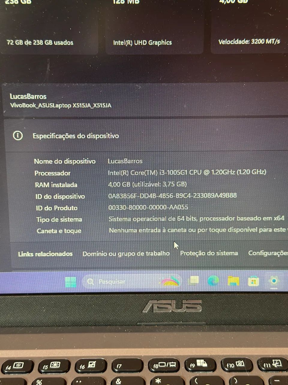 Notebook Asus VivoBook X515JA