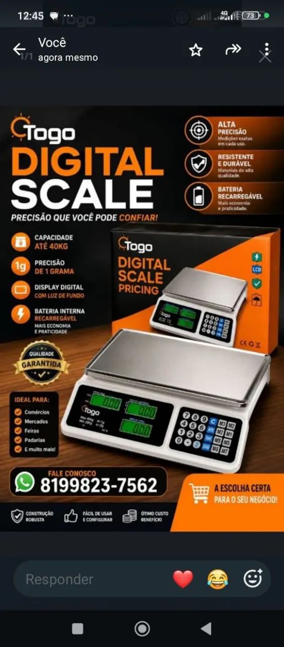 Balança comercial digital 40 kg 