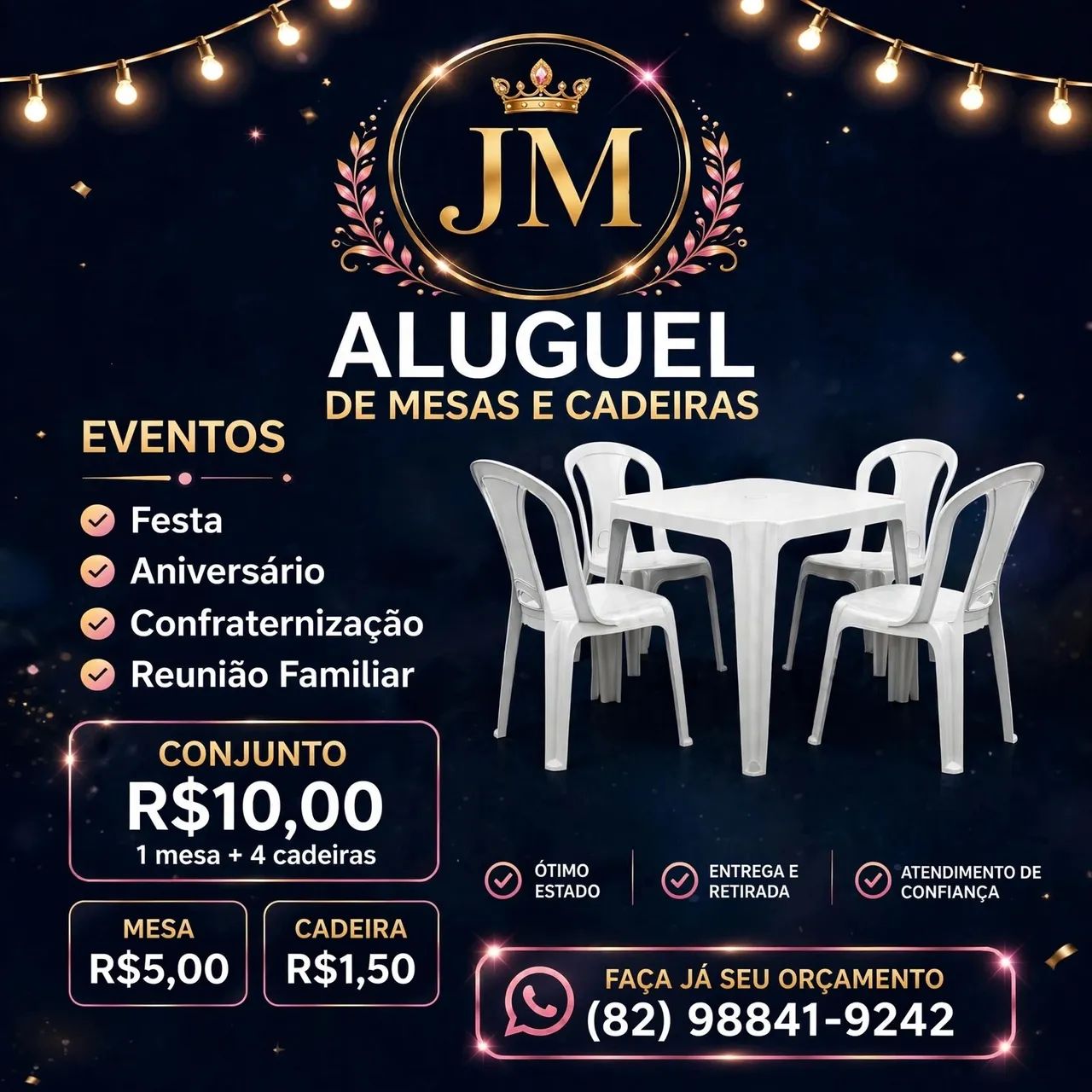 Aluguel de mesas e cadeiras