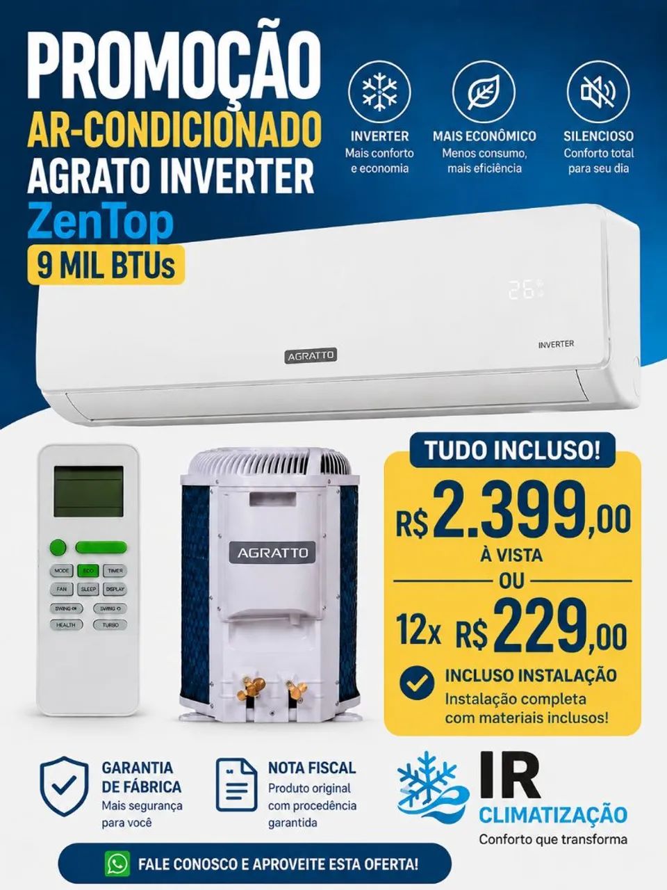 Ar condicionado Agratto Inverter 