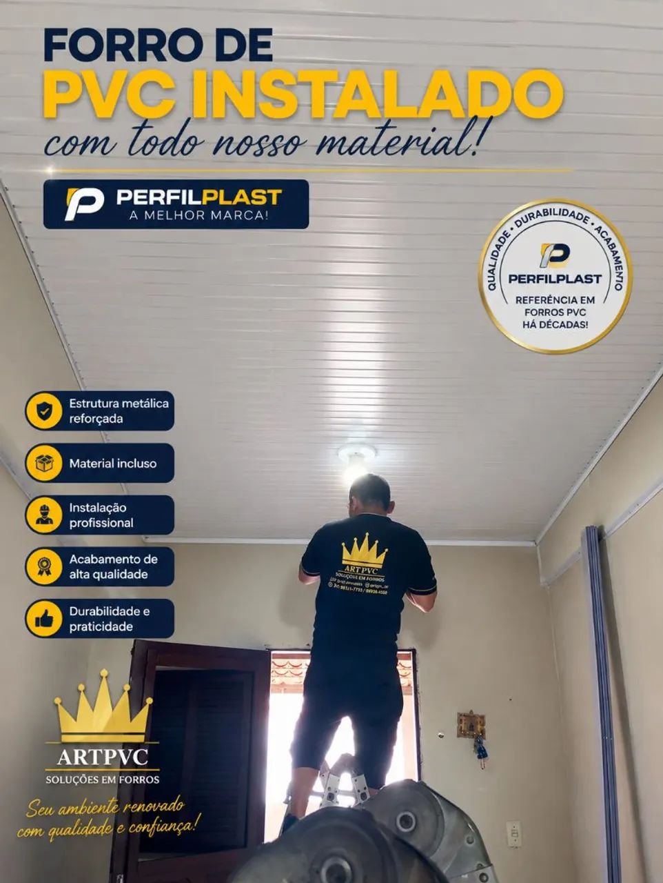 Forro de PVC instalado 
