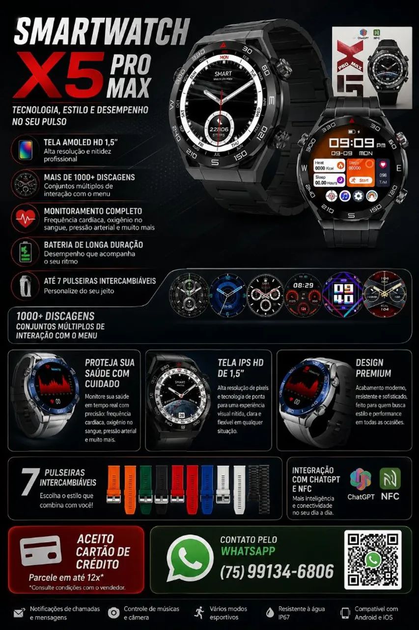 Smartwatch X5 Pro Max + brindes - Foto 2