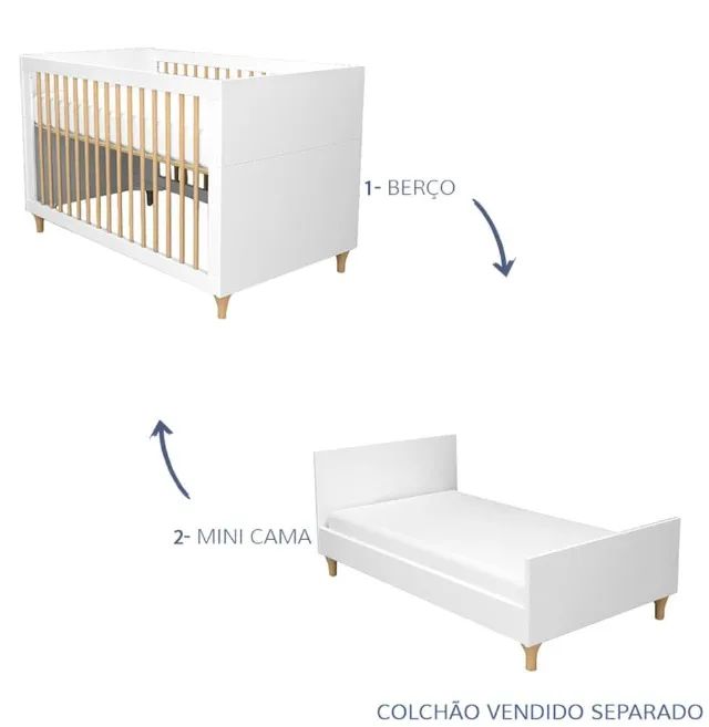 Berço lilibee Haus Branco com Carvalho - Foto 2