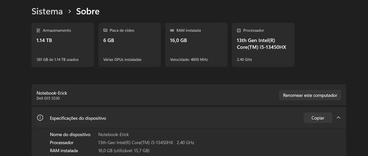 Notebook Dell G15 1TB SSD e 16gb de RAM - Foto 3