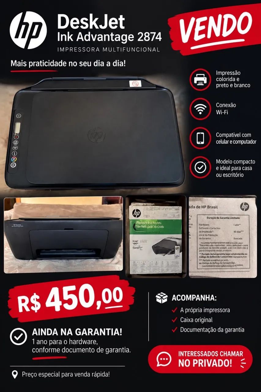 Impressora HP DeskJet Ink Advantage 2874  - Foto 2