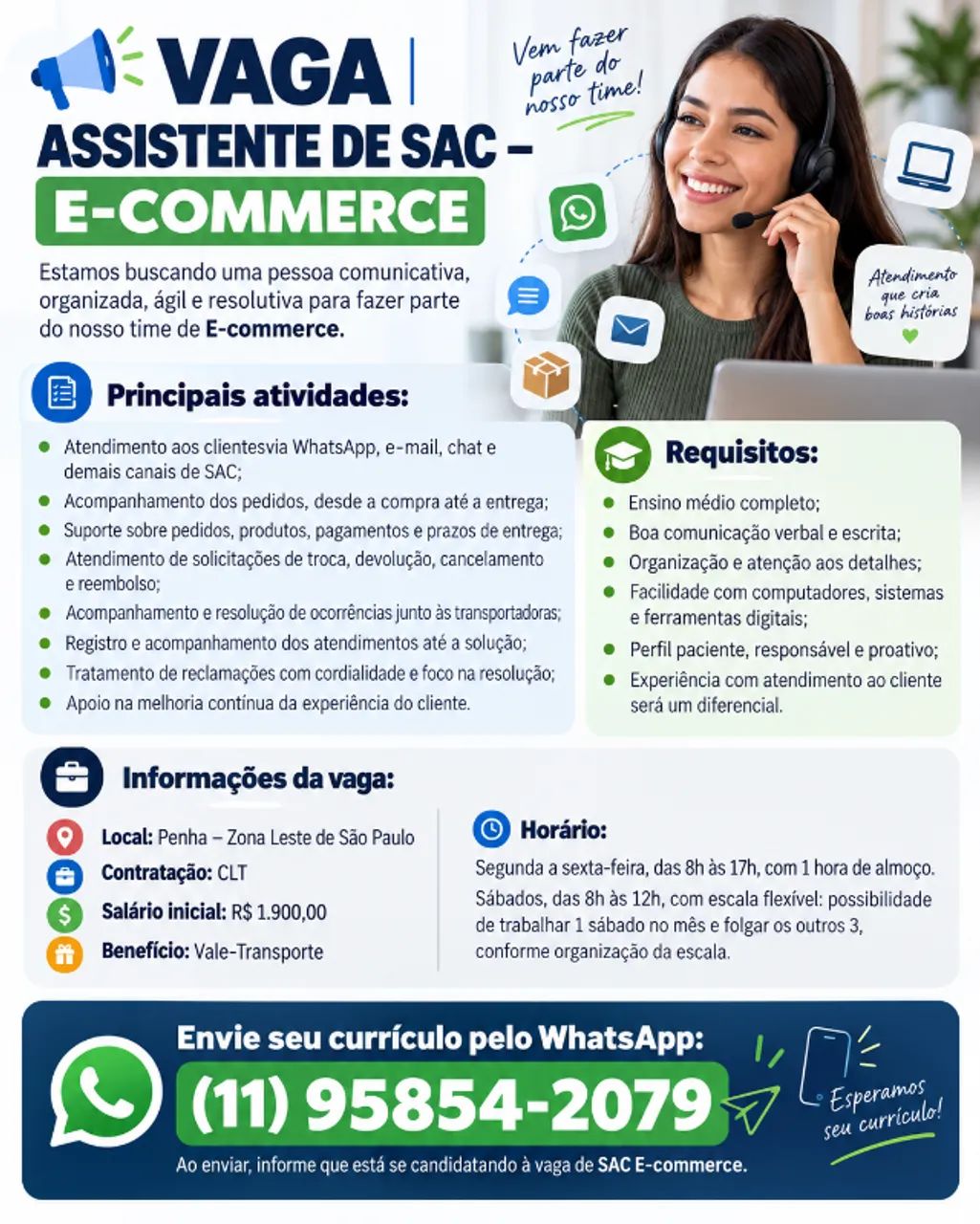 ? VAGA | ASSISTENTE DE SAC - E-COMMERCE