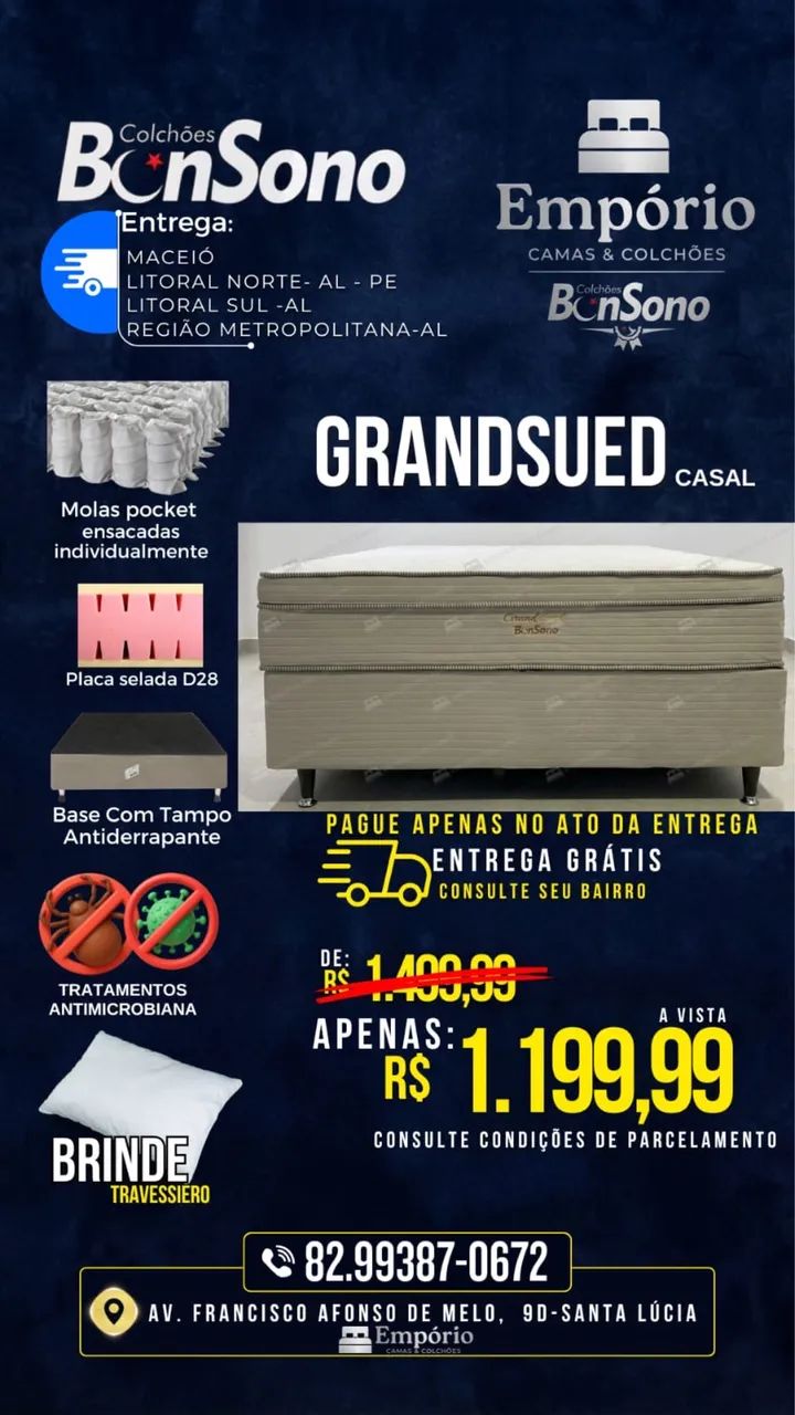 Cama box base e colchão Bonsono 