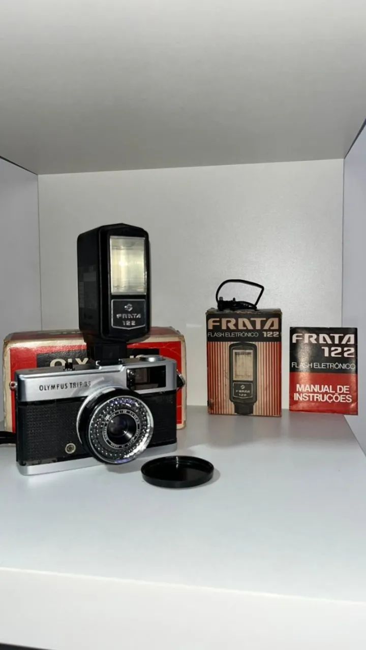 Olympus Trip 35 + flash Frata 122 FUNCIONANDO! - Câmeras e