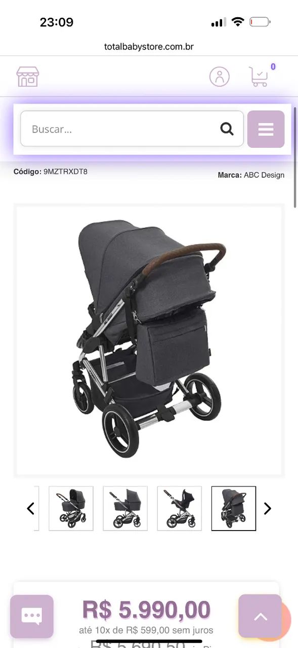 Vende-se Carrinho de Bebê COMO 4 - ABC Design em EXCELENTE ESTADO!! - Foto 4