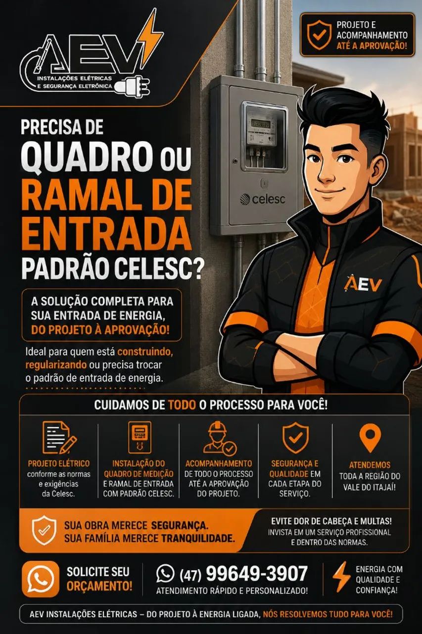 Poste padrão Celesc e Ramal de entrada já com projeto aprovação 