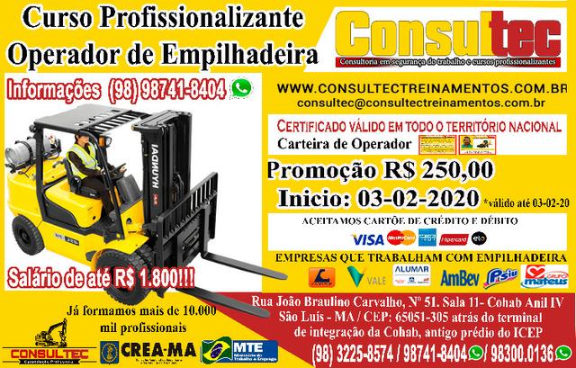 Operador de empillhadeira Curso Profissionalizante Inicio 03-02-2020