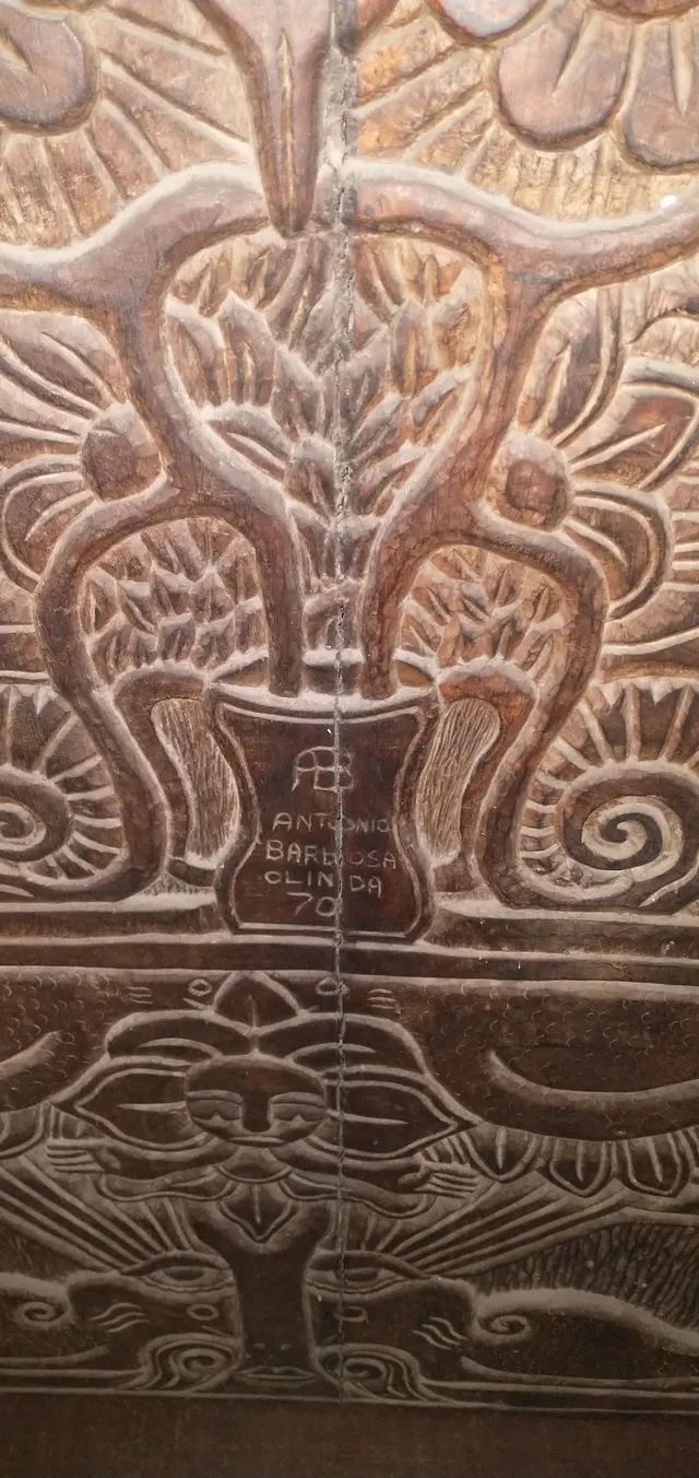 Porta entalhada Madeira maciça fazenda de Olinda de 1970