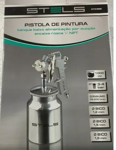 Pistol Pulverizador de Tinta Pintura - Tanque Baixo 1 Litro + 3 Bicos - Pronta Entrega - Foto 2