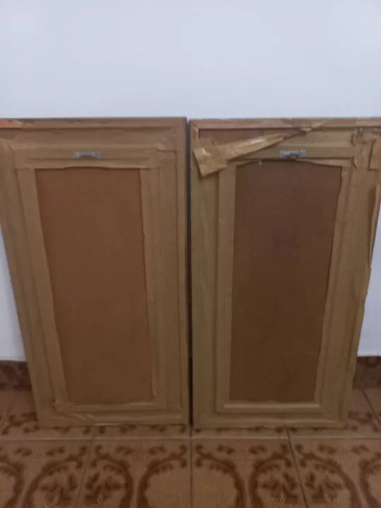  2 Quadro antigo pintura chinesa papel cortiça  - Foto 5