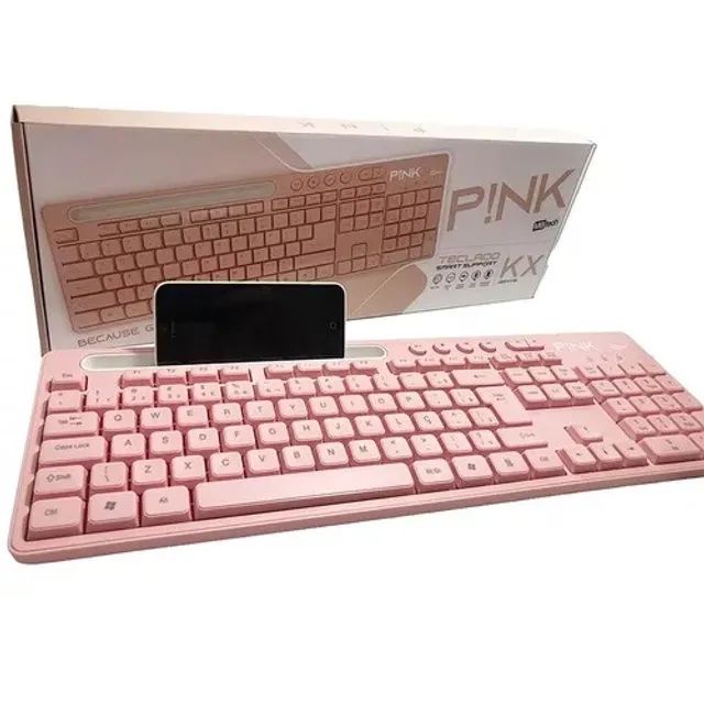 NOVO | Teclado Rosa Português Suporte P/ Celular MBtech