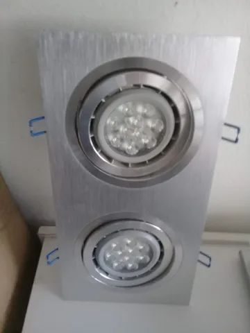 Spot Duplo Embutir Direcionavel 2x AR111 - Aluminio Escovado