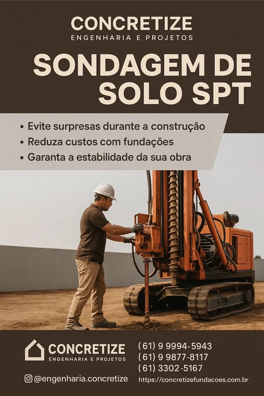 Sondagem de Solo SPT, Hélice Continua, Caminhão trado, Perfuratriz, PC escavadeira.