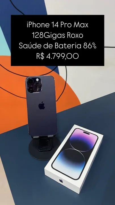 IPhone 14 Pro Max 256GB Preto Saúde de bateria 89% R$ 4.700,00