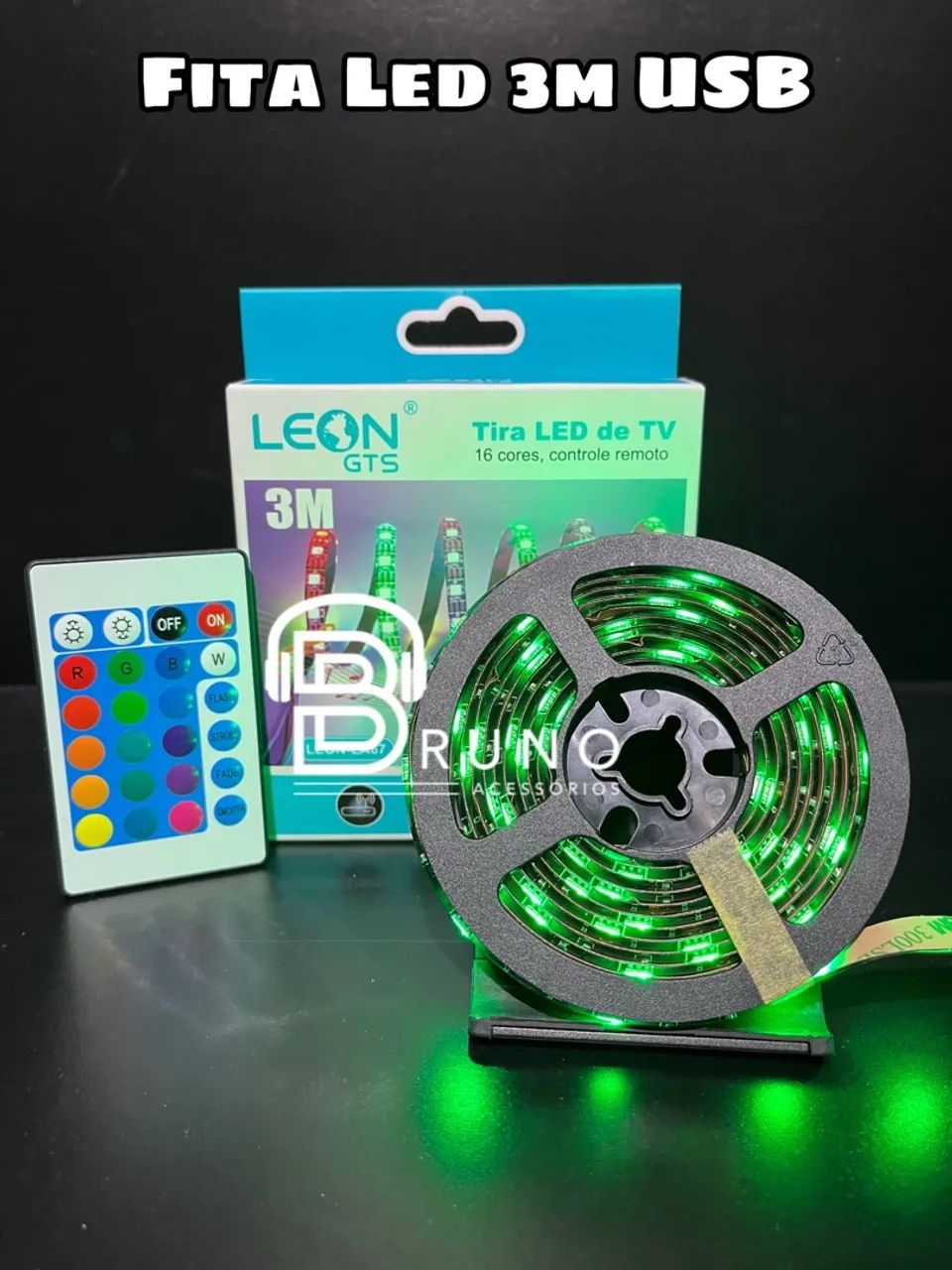 Fita Led 3m USB C/ Controle 