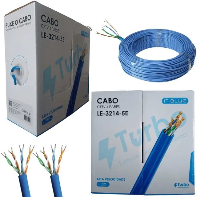 Cx Cabo de Rede 100 Mtscat 5e Rj45 Azul  Le-3214-5e *ENTREGA GRÁTIS* - Foto 2