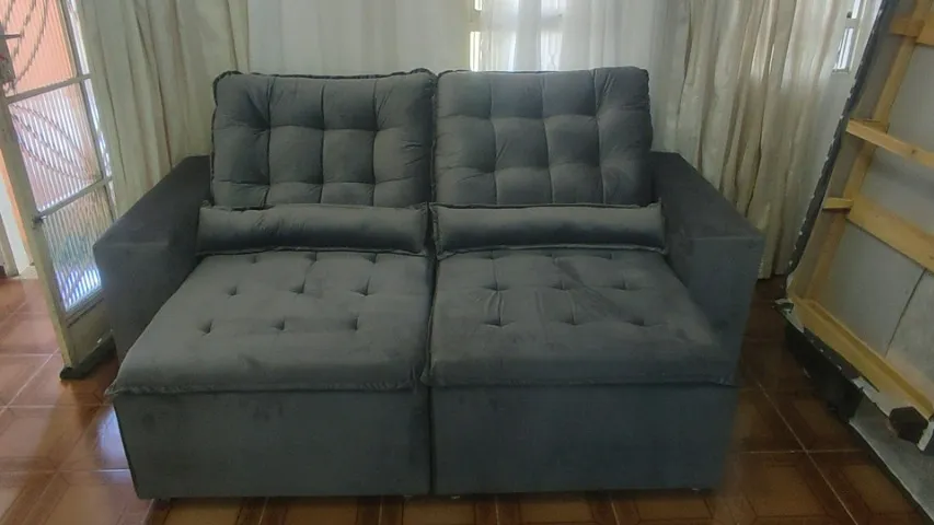 SOFA RETRATIL E RECLINAVEL 2.10 ESPUMA D33 SUPER CONFORTAVEL E RESISTENTE