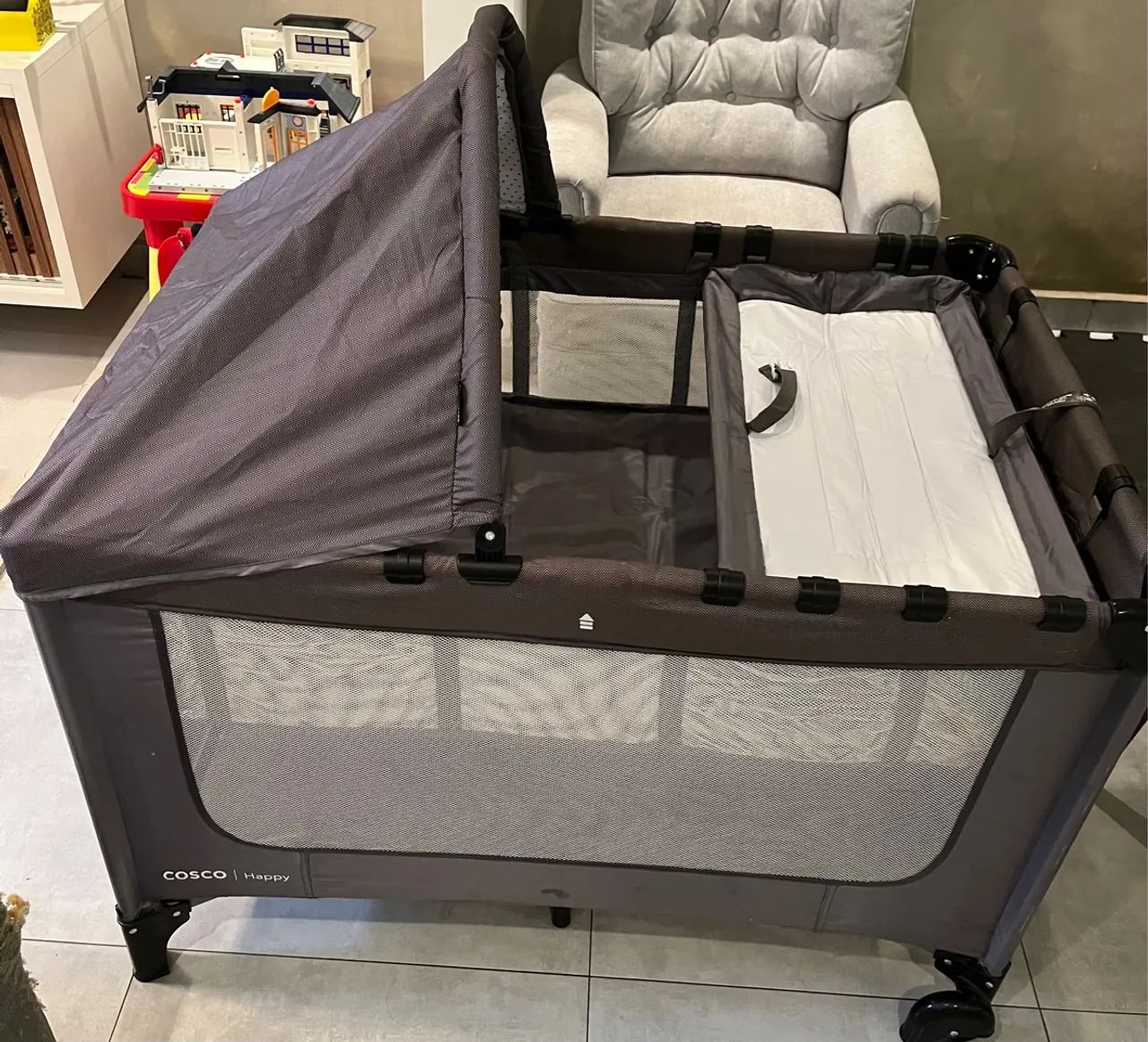 Cosco Kids, Berço Portátil Happy, 0 a 15kg , Cinza - Foto 5