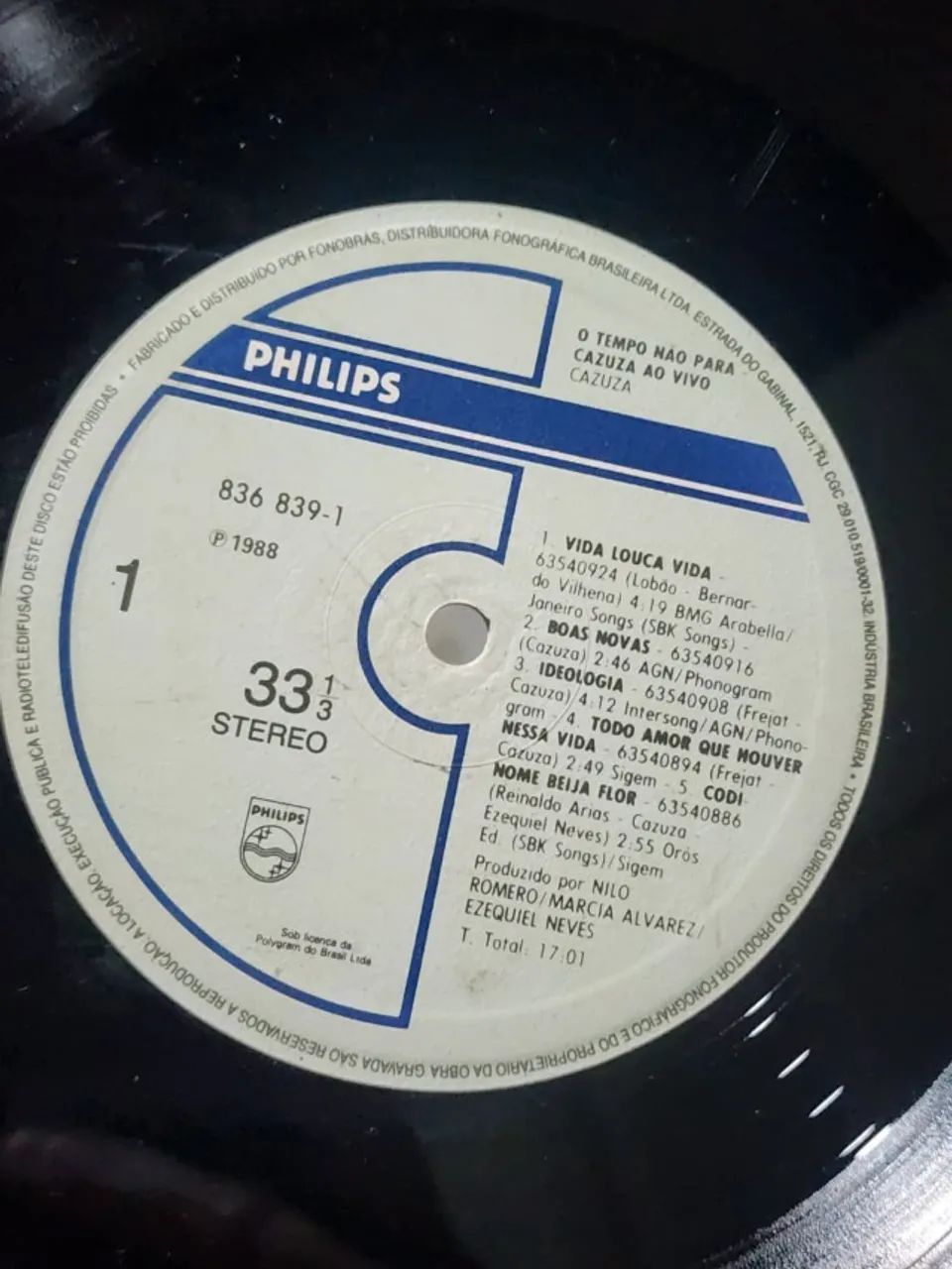 LP VINIL - CAZUZA - O TEMPO NÃO PÁRA (CAZUZA AO VIVO) - Foto 2