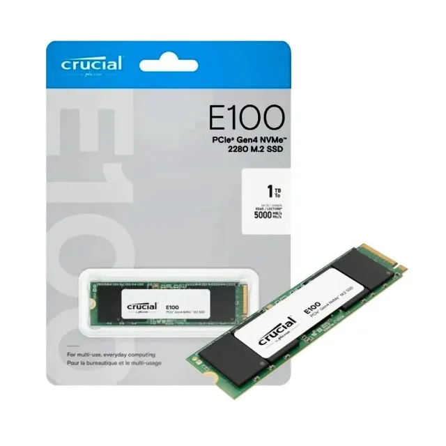 SSD CRUCIAL 1TB E100 M.2 NVME PCIE 4.0 (5000/4500)/MB/S NOVO LACRADO!