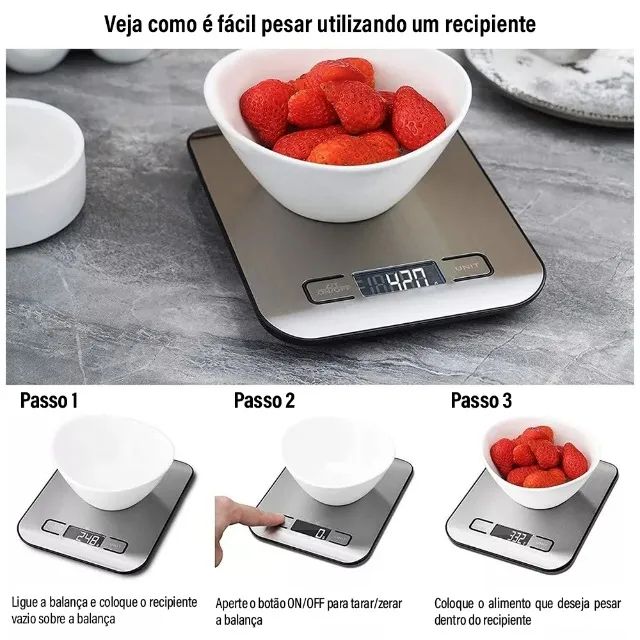 Balança de Cozinha Digital Para Receitas Alimentos e Dietas - Foto 4