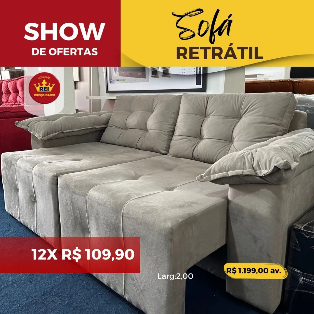 Sofá Retrátil 12x de R$ 109,90