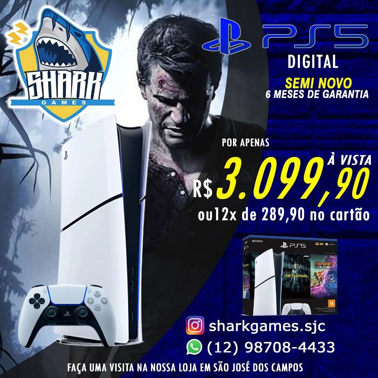 Ps5 slim midis digital semi novo ( 6 meses de garantia )