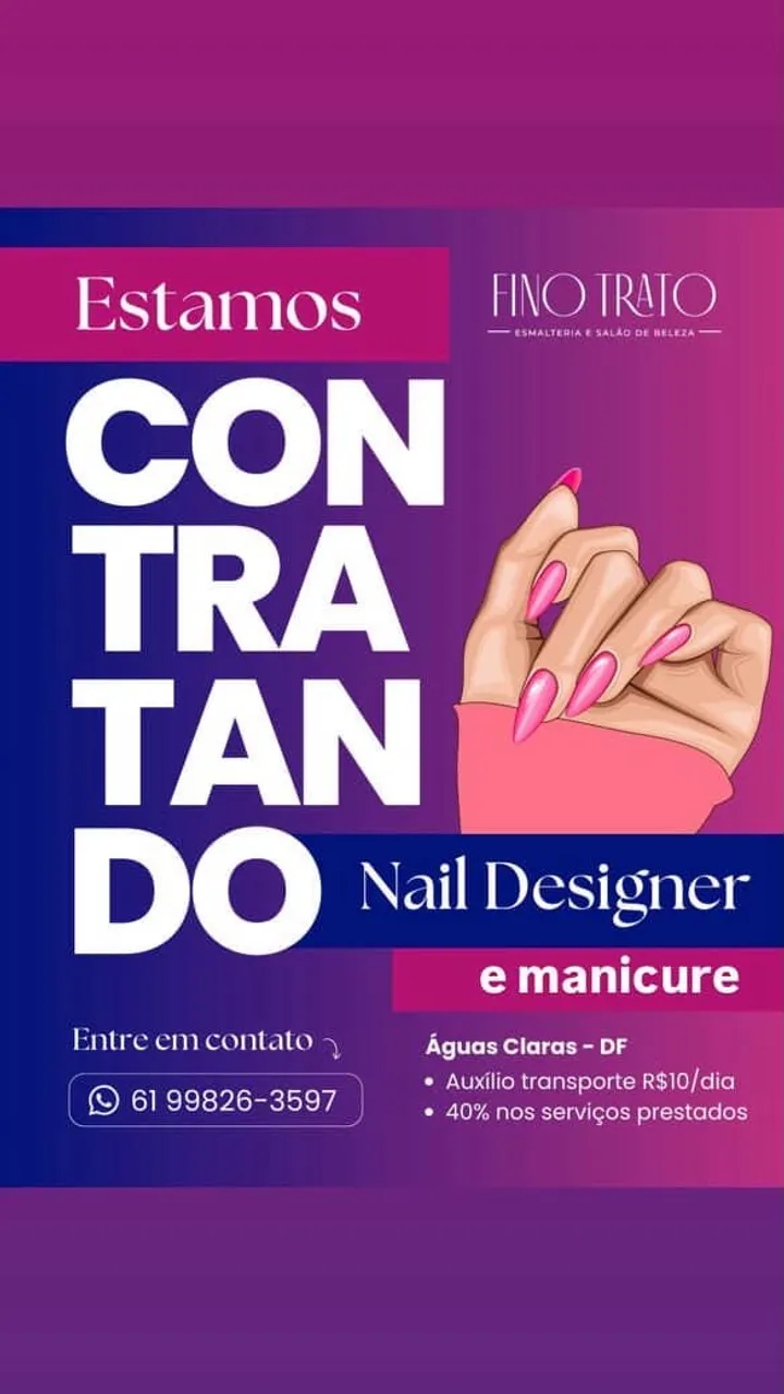 Vagas para Nail Design e Manicure