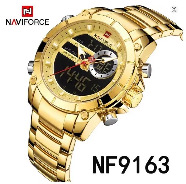 NAVIFORCE 9163: Luxo Dourado a Seu Alcance Relógio Digital / Analógico Masculino, charmoso - Foto 2