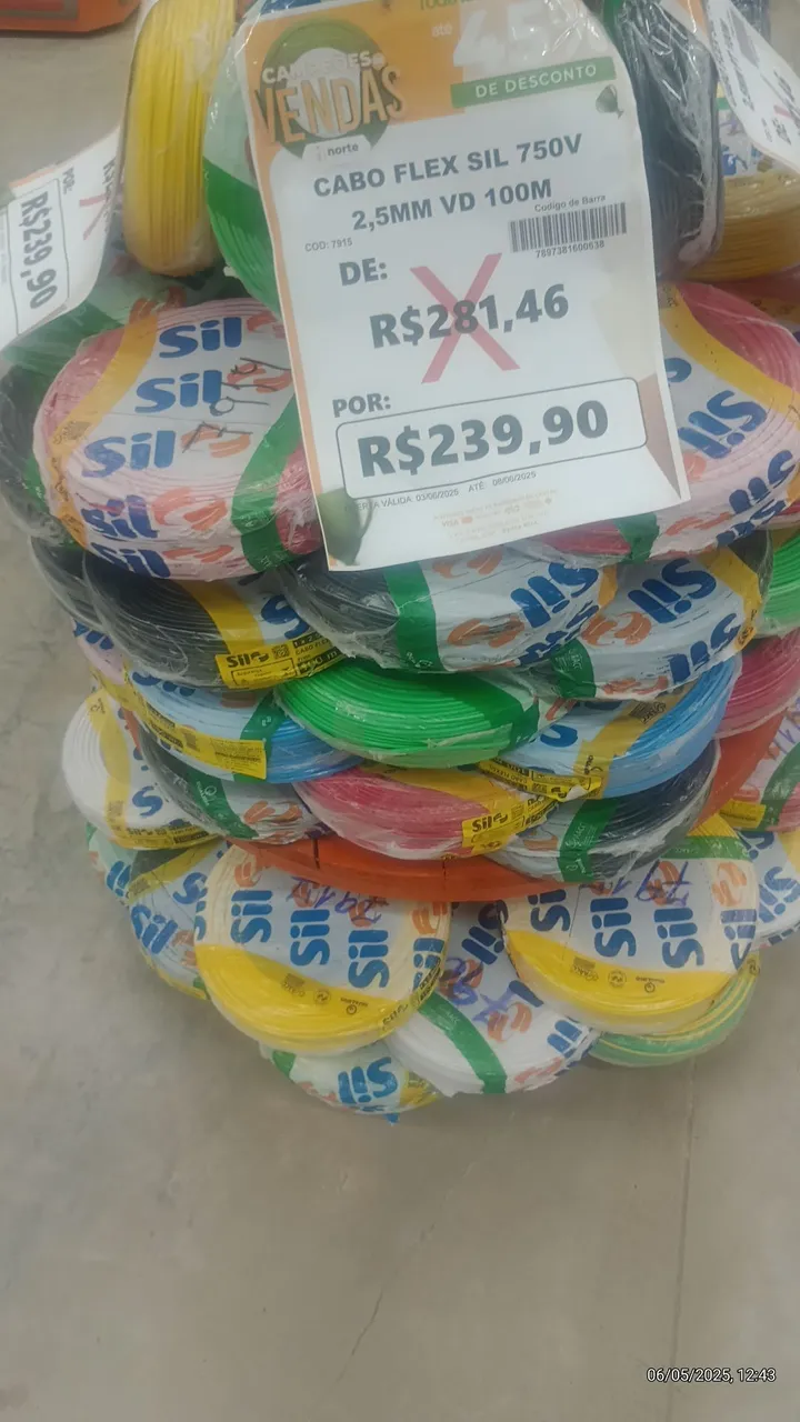 Cabo Flex Sil 750V 2,5mm VD 100M - Promoção!