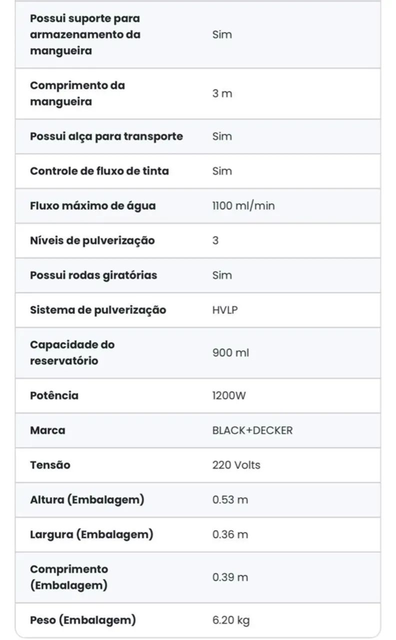 Pistola Aplicador de Pintura e Pulverizadora Elétrica 1200W 220v Bdph1200 - Black + Decker - Foto 2