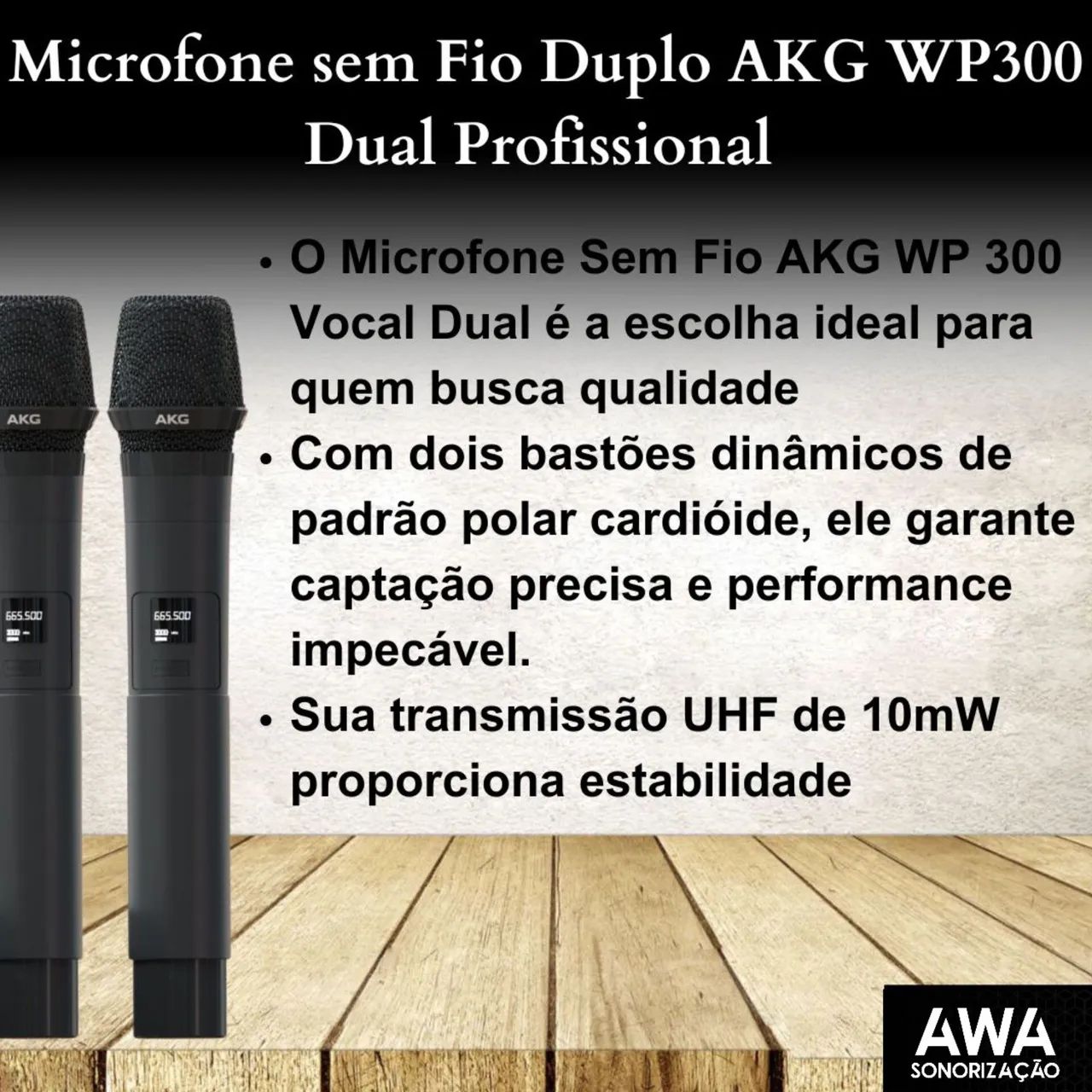 AKG WP300 Dual - Sistema de Microfone Sem Fio Duplo Com Tecnologia True Diverse - Foto 2
