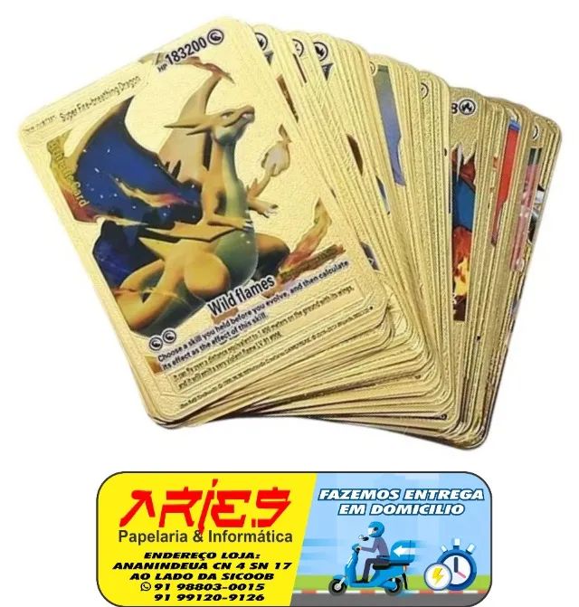 KIT 27 CARTAS AVULSAS DE POKÉMON PADRÃO GOLD EM INGLÊS