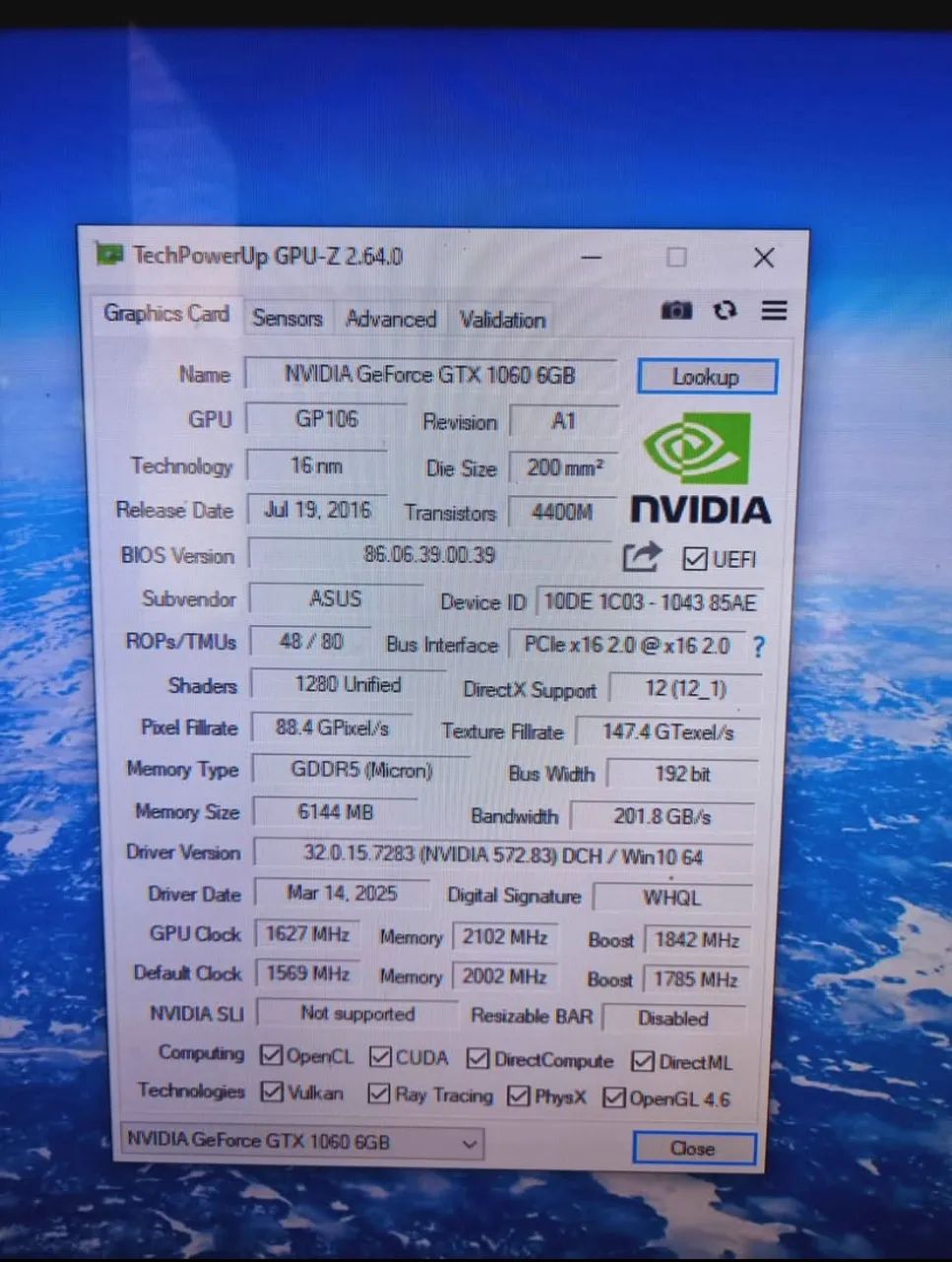 Vendo NVIDIA GeForce GTX 1060 6GB - Placa de Vídeo