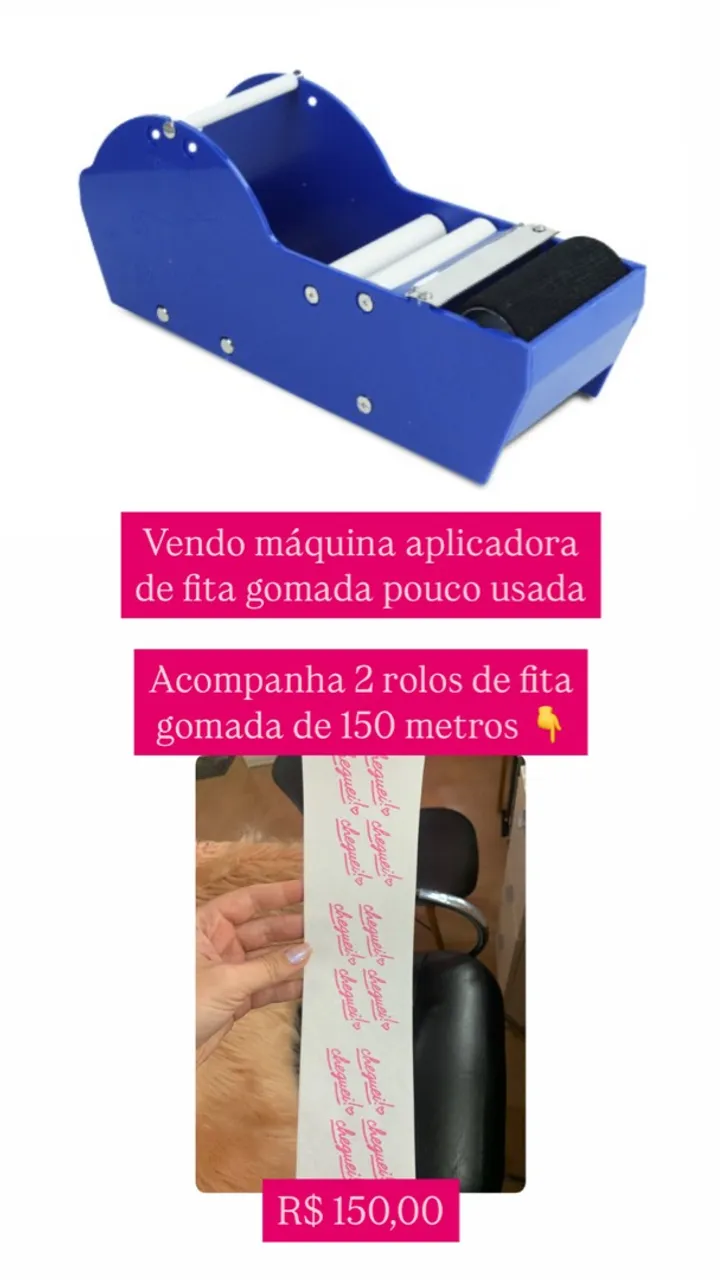 Máquina Aplicadora de Fita Gomada + 2 Rolos