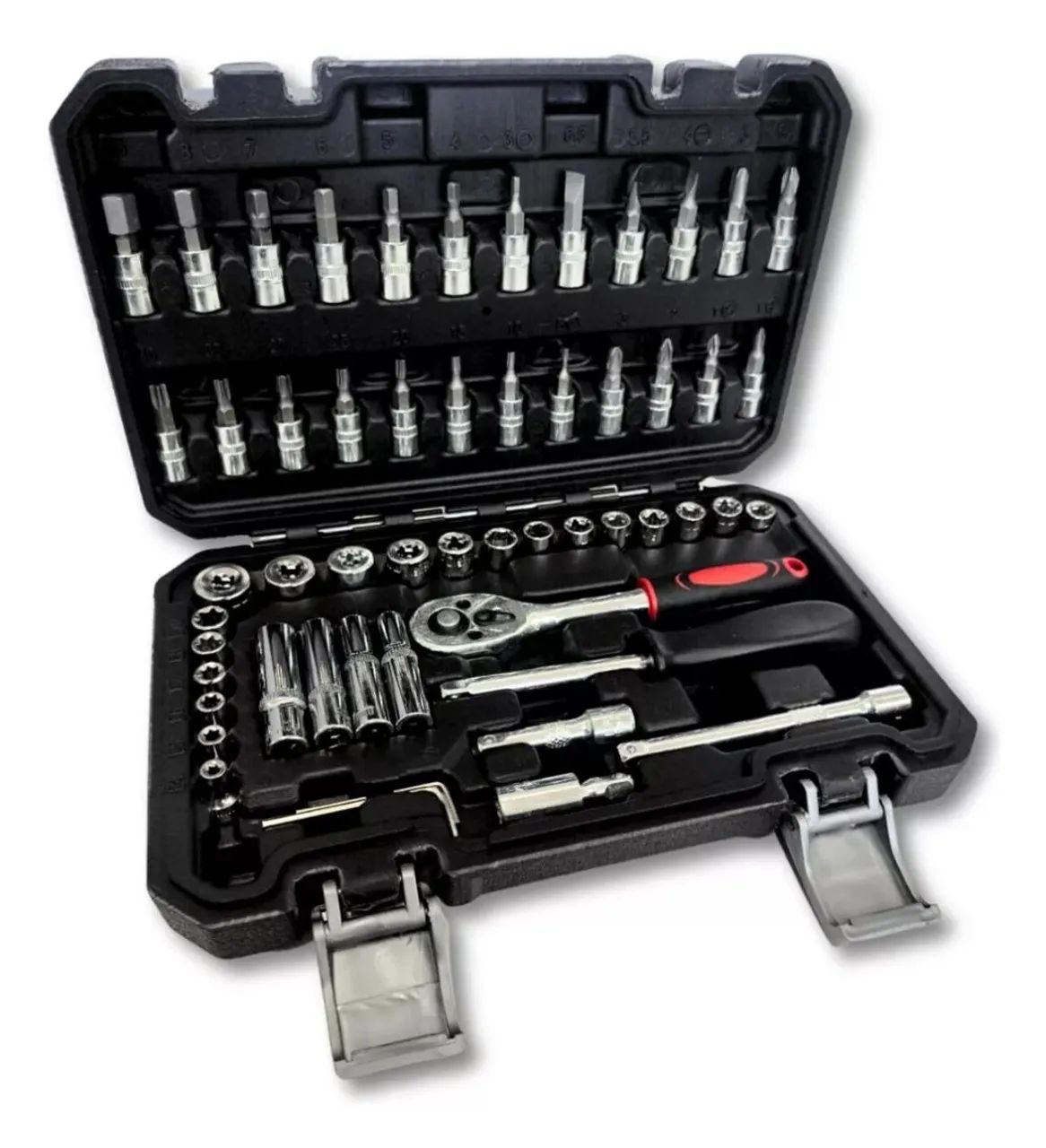 Jogo de Soquetes Bits chaves e cachimbos - 1/4 <br>57 Peças Aço CrV - Pronta Entrega  - Foto 5