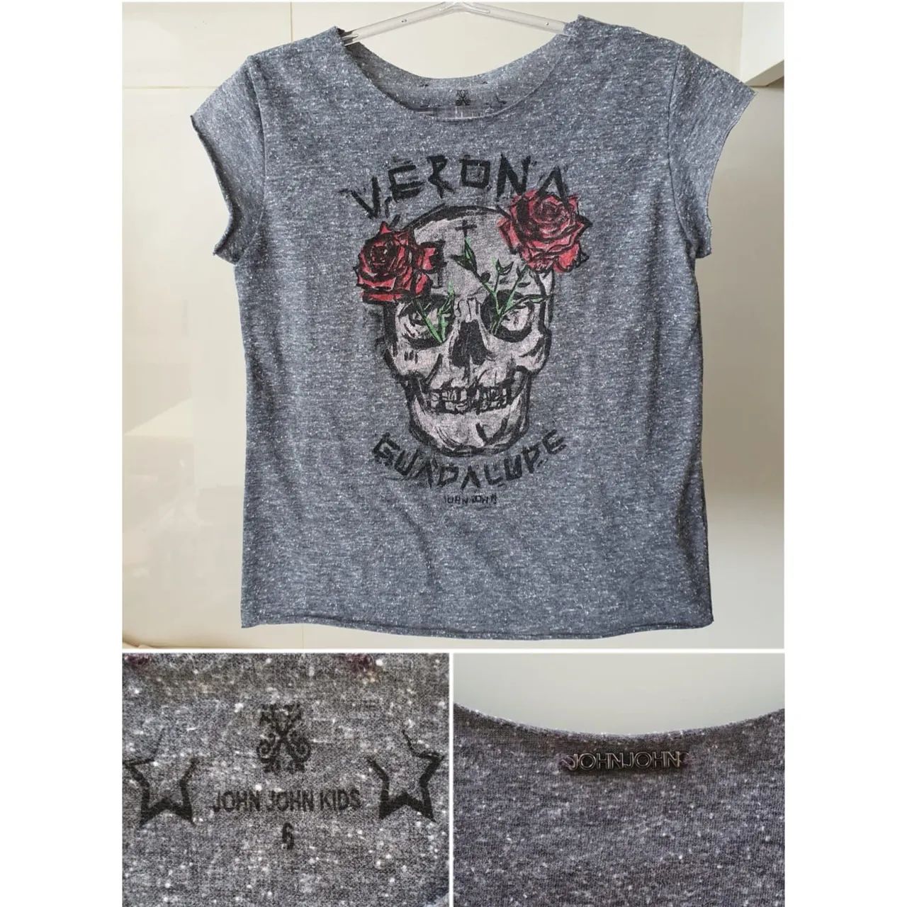 Camiseta John John, tamanho 6. 